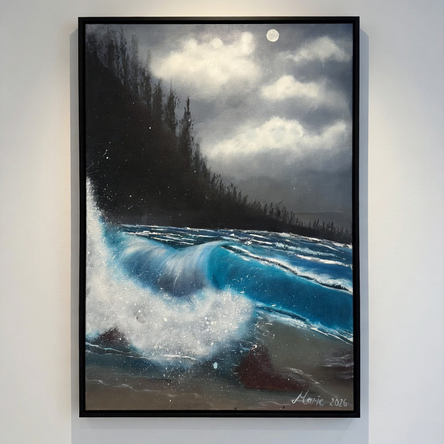 Under the moonlight seascape