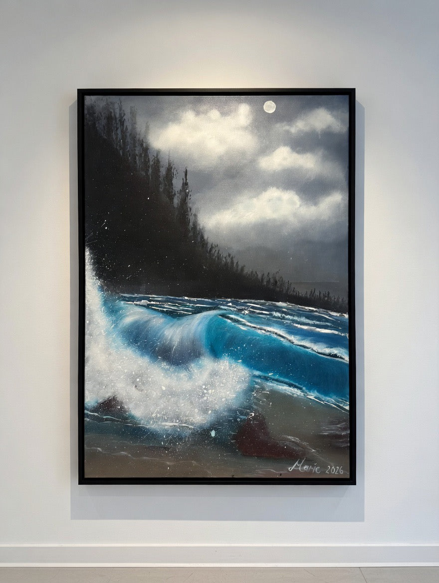 Under the moonlight seascape